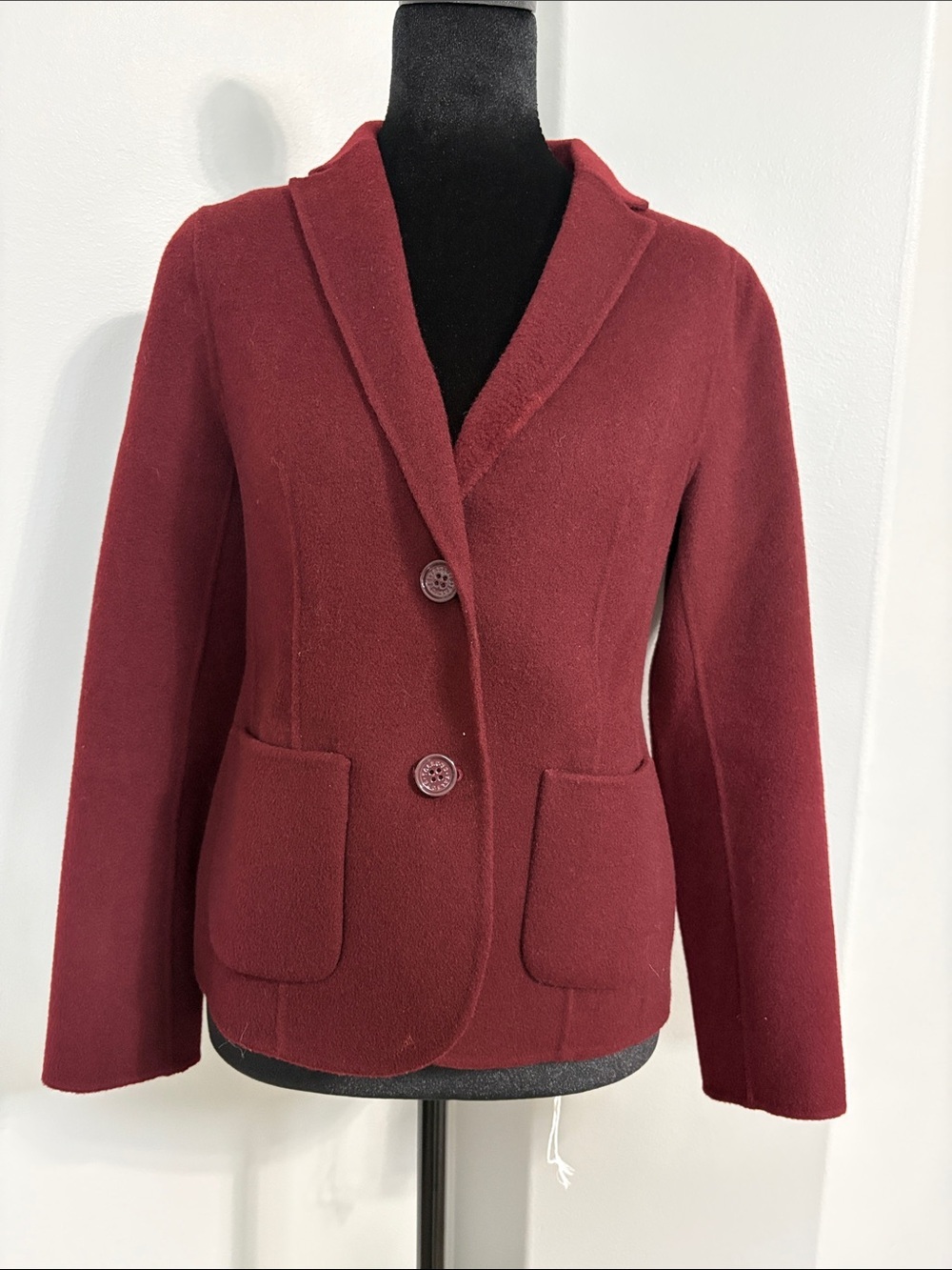 Talbots Maroon Wool Blend Notch Collar Blazer
